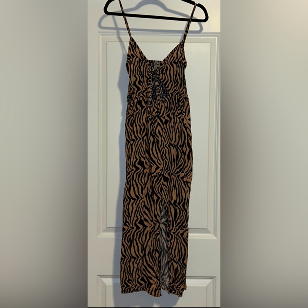 Printed Beige/ orange and black dress